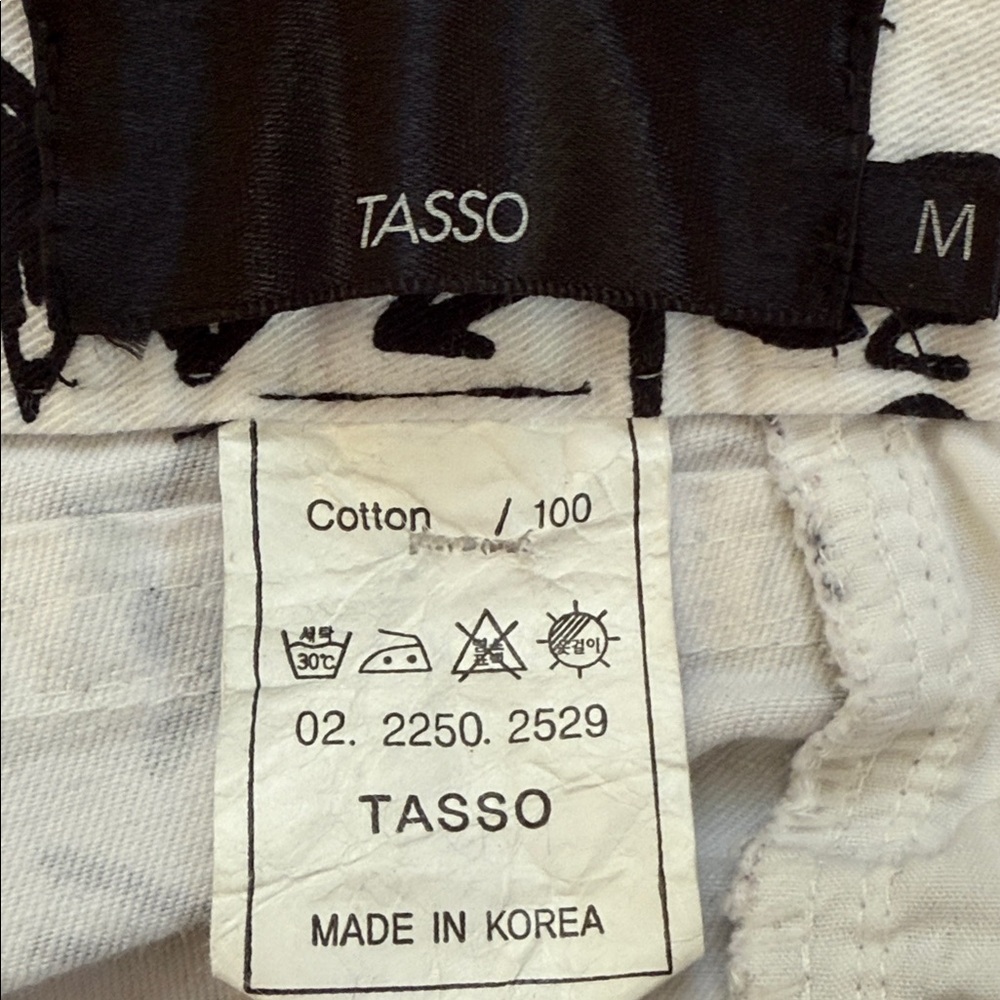 Tasso Narrow White Pants with Black Graffiti Sz M - Picture 3 of 5